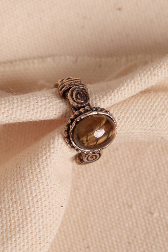 Kaplan Gözü Taşlı Ayarlanabilir Otantik Yüzük