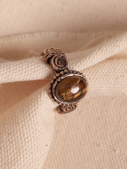 Kaplan Gözü Taşlı Ayarlanabilir Otantik Yüzük