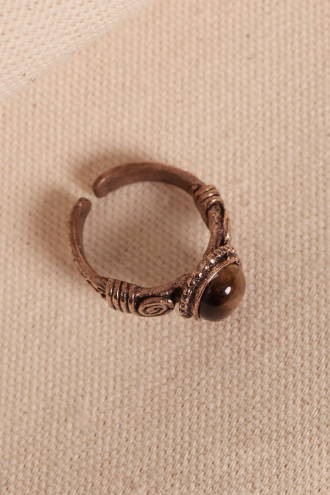 Kaplan Gözü Taşlı Ayarlanabilir Otantik Yüzük