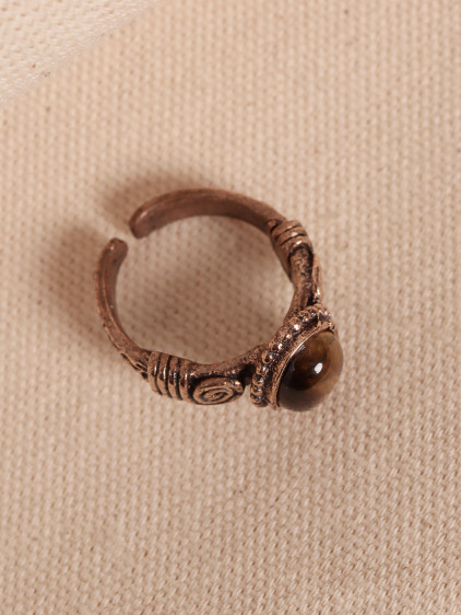 Kaplan Gözü Taşlı Ayarlanabilir Otantik Yüzük