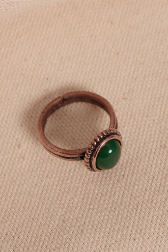 Yeşil Akik Taşlı Oval Ayarlanabilir Bakır Yüzük Yeşil Akik Taşlı Oval Ayarlanabilir Bakır Yüzük