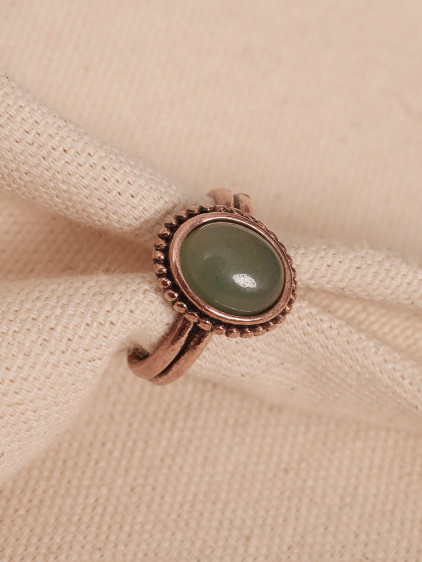 Aventurin Taşlı Oval Ayarlanabilir Bakır Yüzük