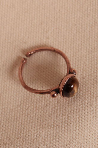 Kaplan Gözü Taşlı Oval Ayarlanabilir Bakır Yüzük Kaplan Gözü Taşlı Oval Ayarlanabilir Bakır Yüzük