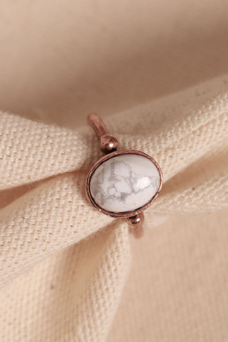 Havlit Taşlı Oval Ayarlanabilir Bakır Yüzük