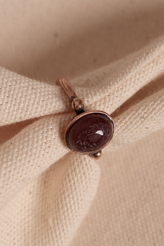 Akik Taşlı Oval Ayarlanabilir Bakır Yüzük