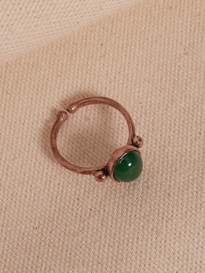 Yeşil Akik Taşlı Oval Ayarlanabilir Bakır Yüzük Yeşil Akik Taşlı Oval Ayarlanabilir Bakır Yüzük