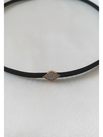 925 Ayar Gümüş Figürlü Deri Choker Kolye 925 Ayar Gümüş Figürlü Deri Choker Kolye