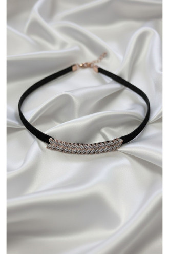 925 Ayar Balıksırtı Model Kadife Choker Kolye