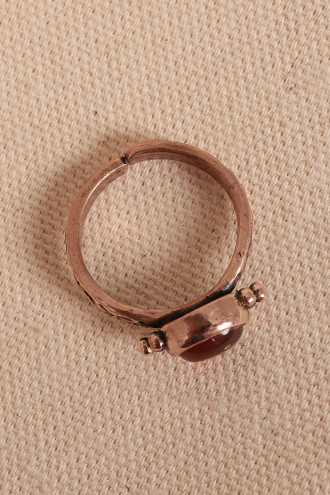 Akik Taşlı Ayarlanabilir Otantik Bakır Yüzük