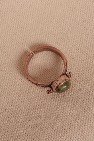 Ukanit Taşlı Ayarlanabilir Otantik Bakır Yüzük