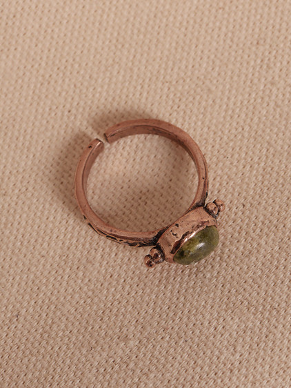 Ukanit Taşlı Ayarlanabilir Otantik Bakır Yüzük