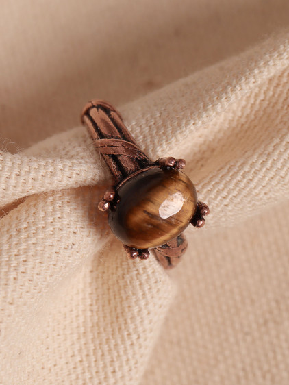 Kaplan Gözü Taşlı Ayarlanabilir Otantik Bakır Yüzük Kaplan Gözü Taşlı Ayarlanabilir Otantik Bakır Yüzük