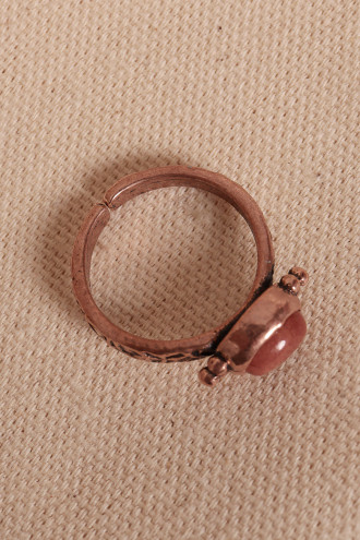 Kehribar Taşlı Ayarlanabilir Otantik Bakır Yüzük