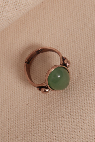 Yeşil Akik Taşlı Ayarlanabilir Oval Otantik Yüzük