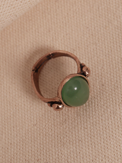 Yeşil Akik Taşlı Ayarlanabilir Oval Otantik Yüzük