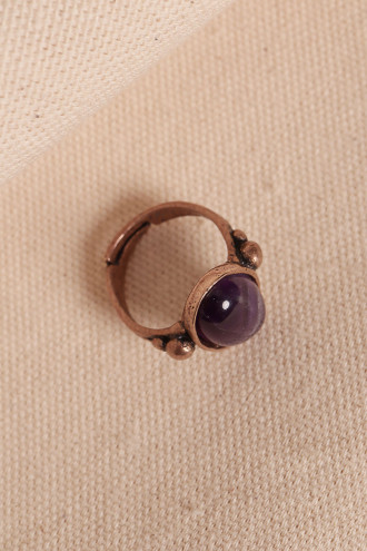 Ametist Taşlı Ayarlanabilir Oval Otantik Yüzük