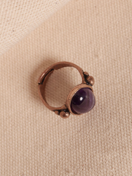 Ametist Taşlı Ayarlanabilir Oval Otantik Yüzük