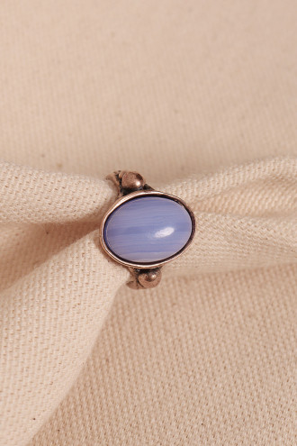 Lila Selenit Taşlı Ayarlanabilir Oval Otantik Yüzük
