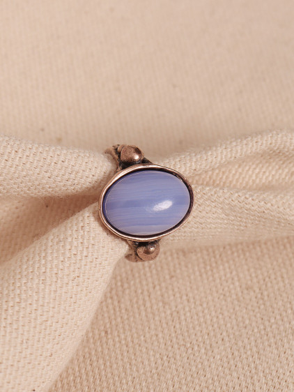Lila Selenit Taşlı Ayarlanabilir Oval Otantik Yüzük