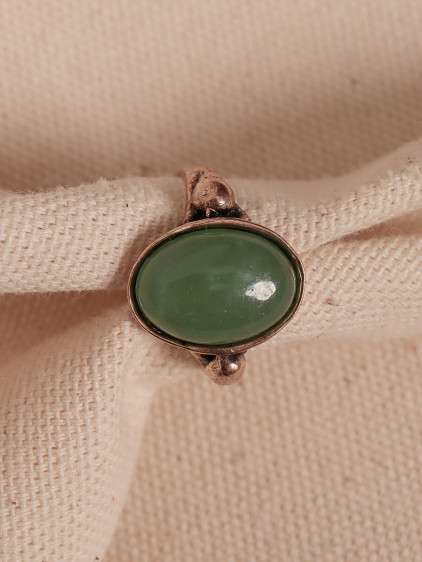 Yeşil Akik Taşlı Ayarlanabilir Oval Otantik Yüzük