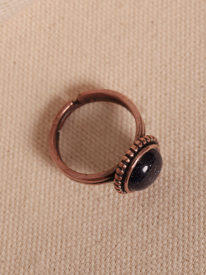 Lacivert Yıldız Taşlı Ayarlanabilir Otantik Yüzük