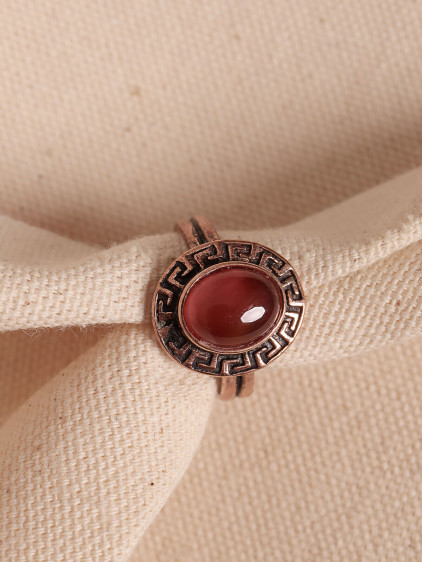 Akik Taşlı Oval Bakır Yüzük