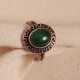 Yeşil Akik Taşlı Oval Bakır Yüzük