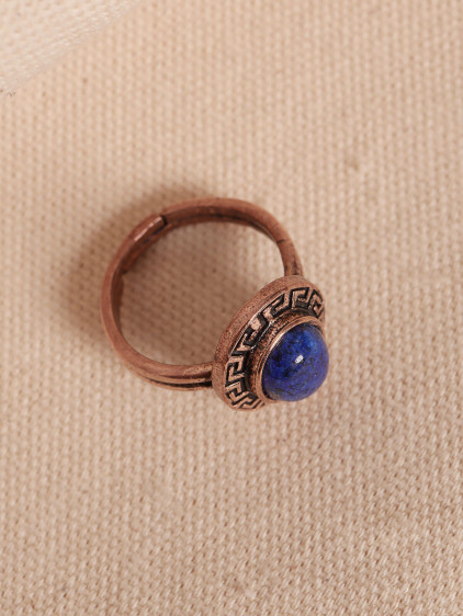 Lapis Taşlı Oval Bakır Yüzük