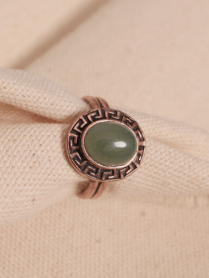 Aventurin Taşlı Oval Bakır Yüzük