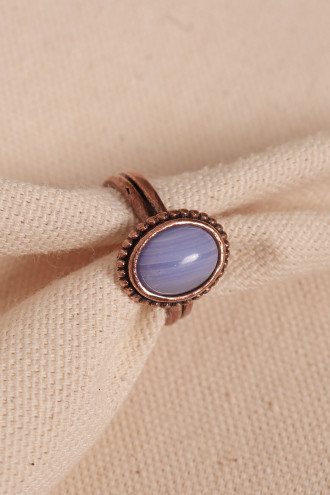 Lila Selenit Taşlı Oval Ayarlanabilir Bakır Yüzük
