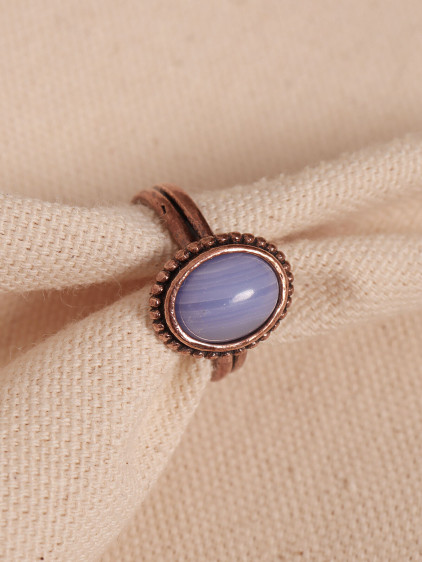 Lila Selenit Taşlı Oval Ayarlanabilir Bakır Yüzük