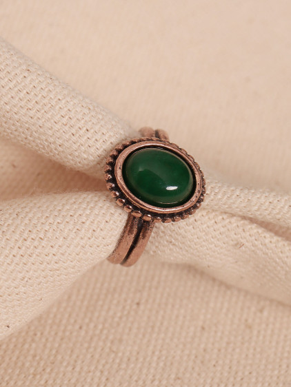 Yeşil Akik Taşlı Oval Ayarlanabilir Bakır Yüzük Yeşil Akik Taşlı Oval Ayarlanabilir Bakır Yüzük