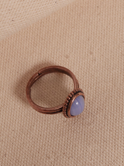 Lila Selenit Taşlı Oval Ayarlanabilir Bakır Yüzük