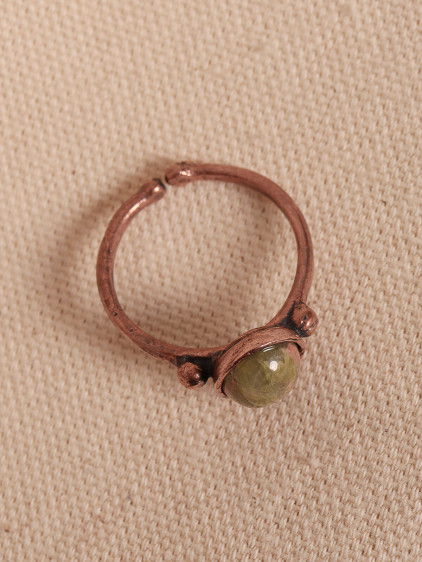 Ukanit Taşlı Oval Ayarlanabilir Bakır Yüzük