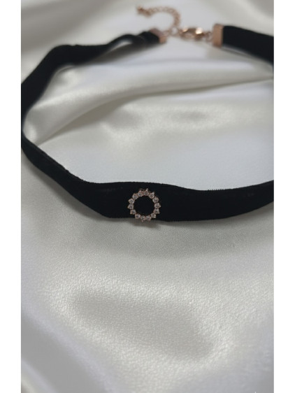 925 Ayar Güneş Figürlü Rose Renk Kadife Choker Kolye 925 Ayar Güneş Figürlü Rose Renk Kadife Choker Kolye