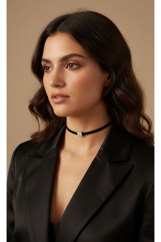 925 Ayar Zirkon Taşlı Kare Figürlü Deri Kordonlu Choker Kolye 925 Ayar Zirkon Taşlı Kare Figürlü Deri Kordonlu Choker Kolye