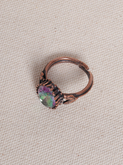 Mistik Topaz Taşlı Ayarlanabilir Bakır Yüzük