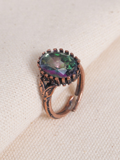 Mistik Topaz Taşlı Ayarlanabilir Bakır Yüzük