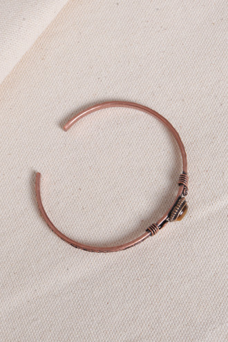 Kaplan Gözü Taşlı Oval Saf Bakır Otantik İnce Bilezik Kaplan Gözü Taşlı Oval Saf Bakır Otantik İnce Bilezik