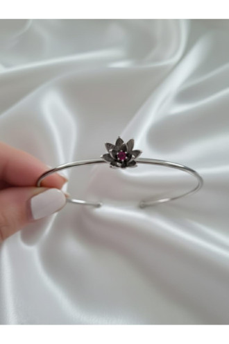 Silver Renk Ayarlanabilir Doğum Ayı Çiçeği Bilezik (Temmuz)