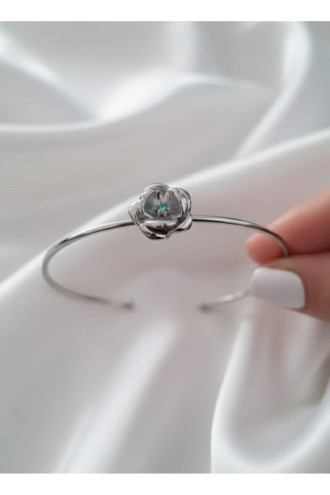 Silver Renk Ayarlanabilir Doğum Ayı Çiçeği Bilezik (Ağustos)