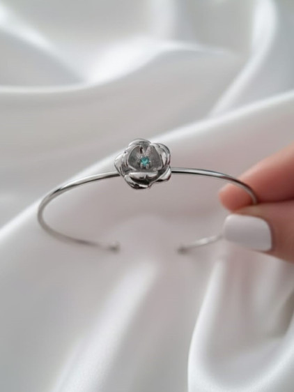 Silver Renk Ayarlanabilir Doğum Ayı Çiçeği Bilezik (Ağustos)