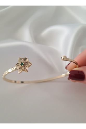 Gold Renk Ayarlanabilir Dövme Kelepçeli Doğum Ayı Çiçeği Bilezik (Mayıs)