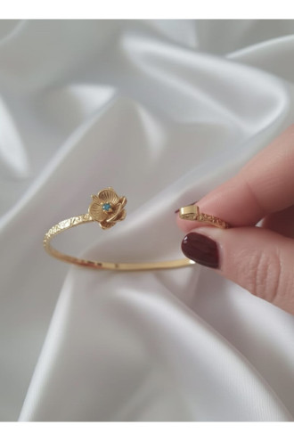 Gold Renk Ayarlanabilir Dövme Kelepçeli Doğum Ayı Çiçeği Bilezik (Haziran)
