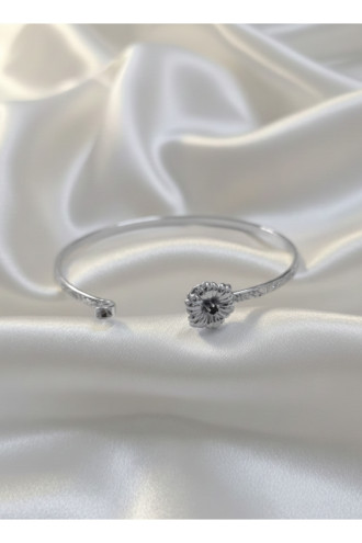 Silver Renk Ayarlanabilir Dövme Kelepçeli Doğum Ayı Çiçeği Bilezik (Eylül)