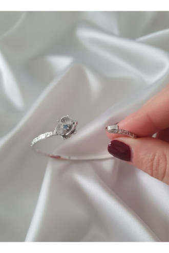 Silver Renk Ayarlanabilir Dövme Kelepçeli Doğum Ayı Çiçeği Bilezik (Haziran)