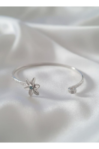 Silver Renk Ayarlanabilir Dövme Kelepçeli Doğum Ayı Çiçeği Bilezik (mart)