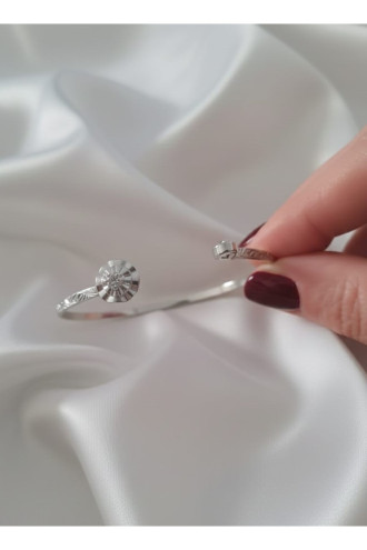 Silver Renk Ayarlanabilir Dövme Kelepçeli Doğum Ayı Çiçeği Bilezik (Ekim)