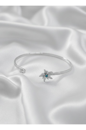 Silver Renk Ayarlanabilir Dövme Kelepçeli Doğum Ayı Çiçeği Bilezik (Aralık)