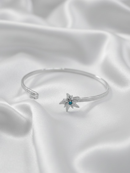 Silver Renk Ayarlanabilir Dövme Kelepçeli Doğum Ayı Çiçeği Bilezik (Aralık)